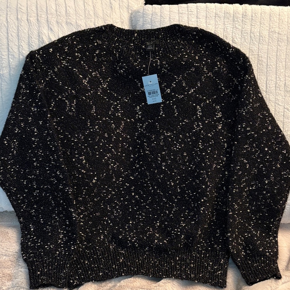 Ann Taylor Factory Black and Gold Sparkly Sweater